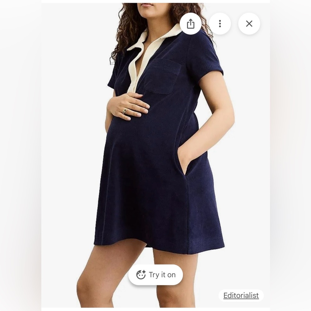 Hatch Maternity Collection Mitzy Dress Navy terry dress cover up size 1 small